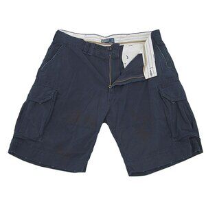 Ralph Lauren Gellar Fatigue Cargo Shorts 35 Navy Distressed With Rust Coloration